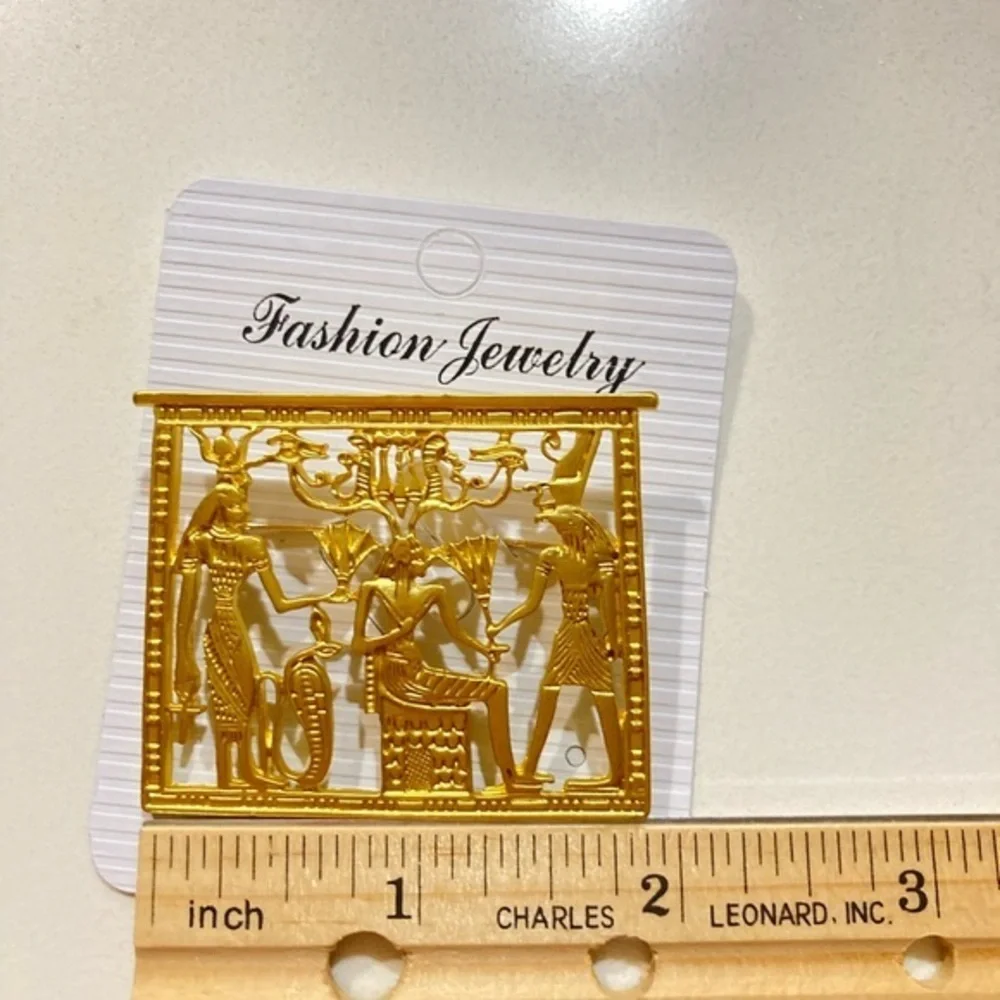 Egyptian Revival Brooch Unisex‎ OS Gold New Ancient Mythology Hieroglyphic Pin